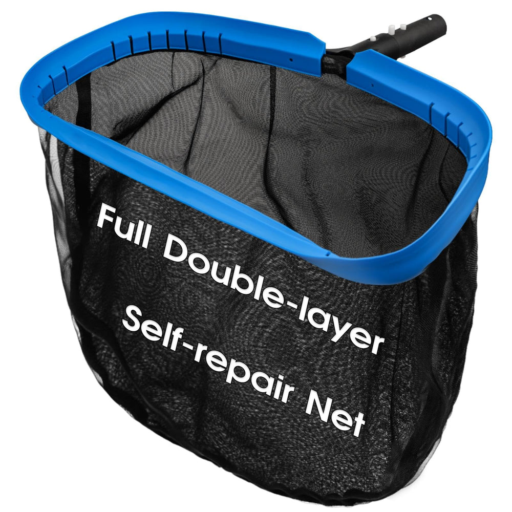 TidyMister 17.5-inch Pool Net Rake front view with blue mesh