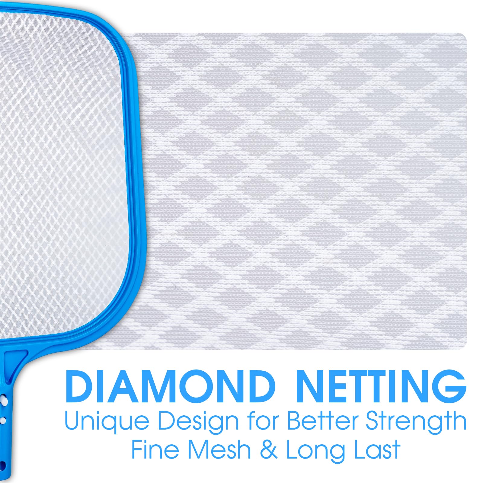 TidyMister Fine-Mesh Skimmer Net side view showcasing the smooth-edge frame