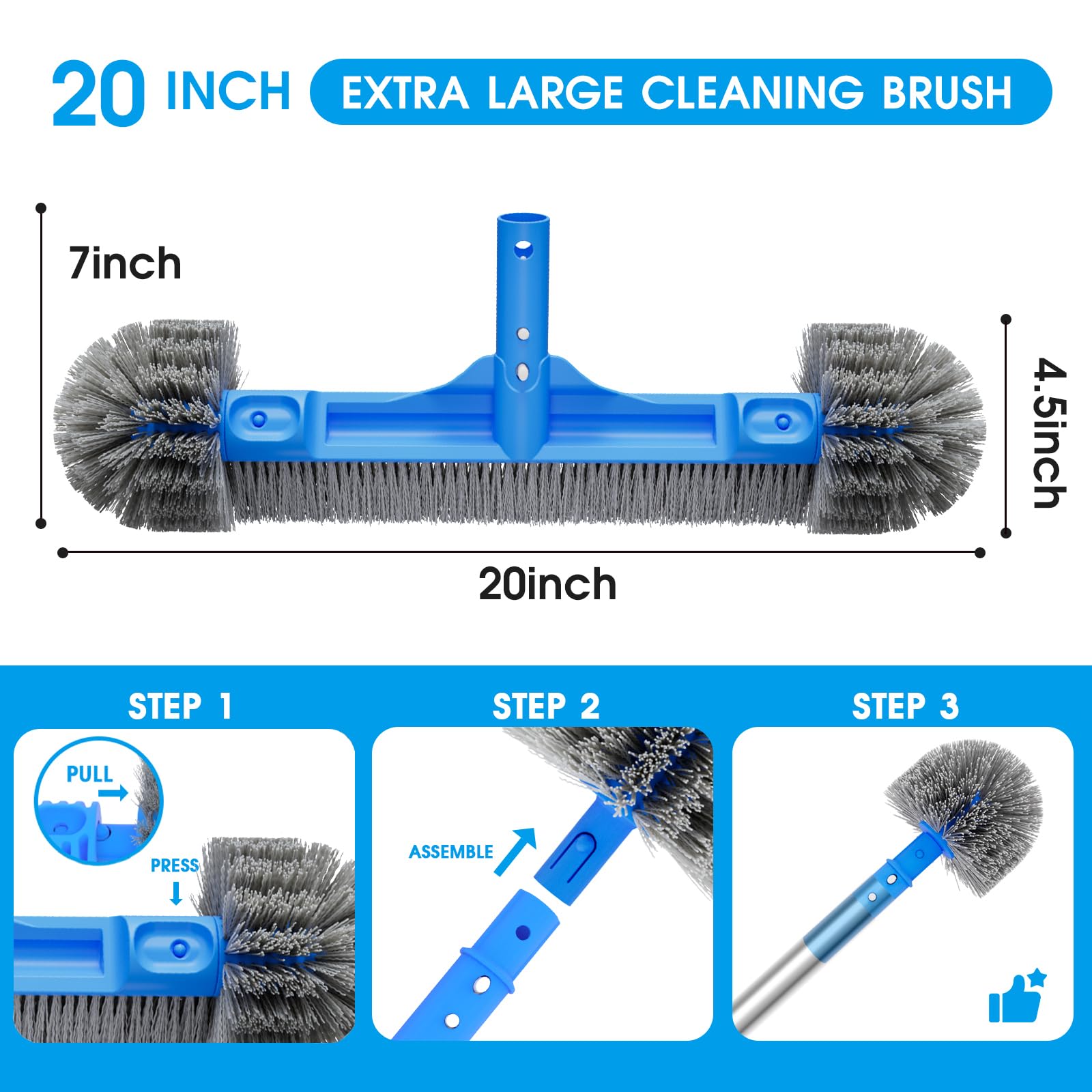 TidyMister Pool Brush 20-inch close-up of bristles