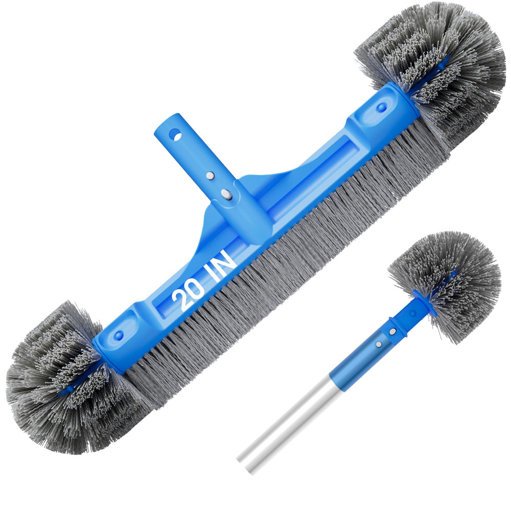 TidyMister Pool Brush 20-inch front view with wavy bristles