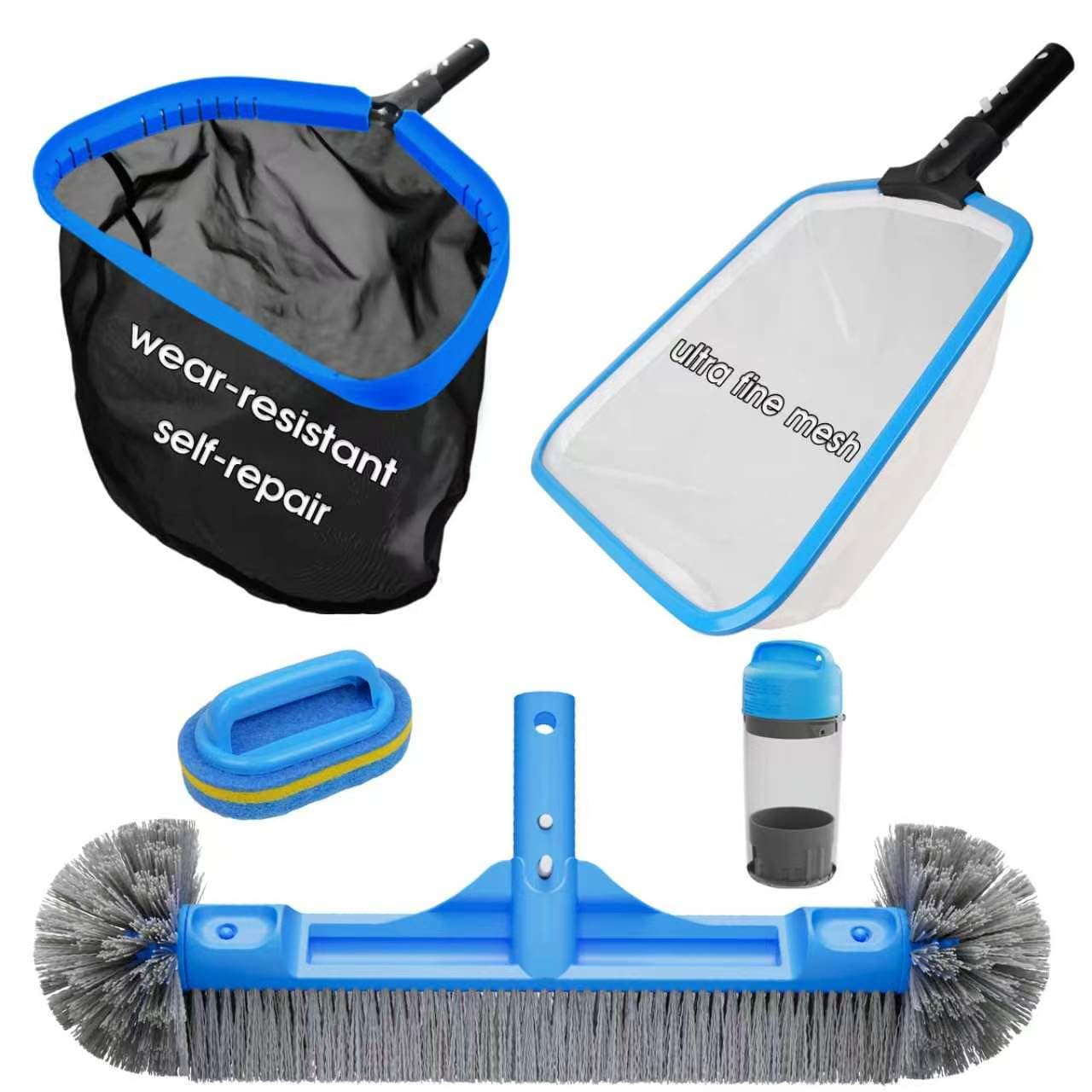 TidyMister Pool Cleaning Kit with net, brush, and skimmer
