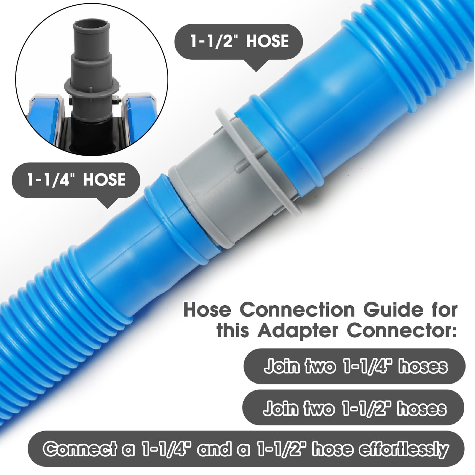 TidyMister Pool Hose Adapter Connector packaging with product details
