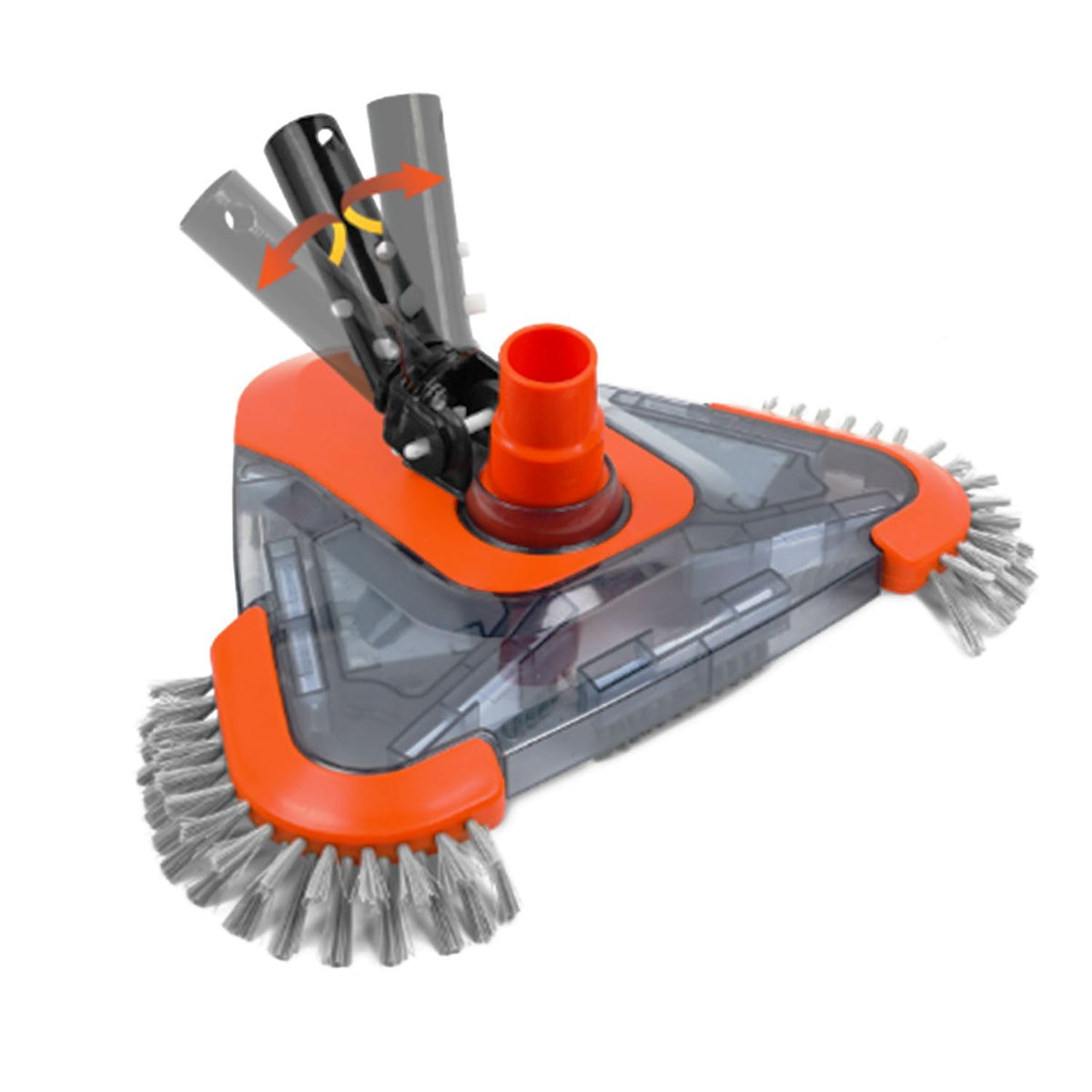 TidyMister Pool Vacuum Head front view with universal steering handle