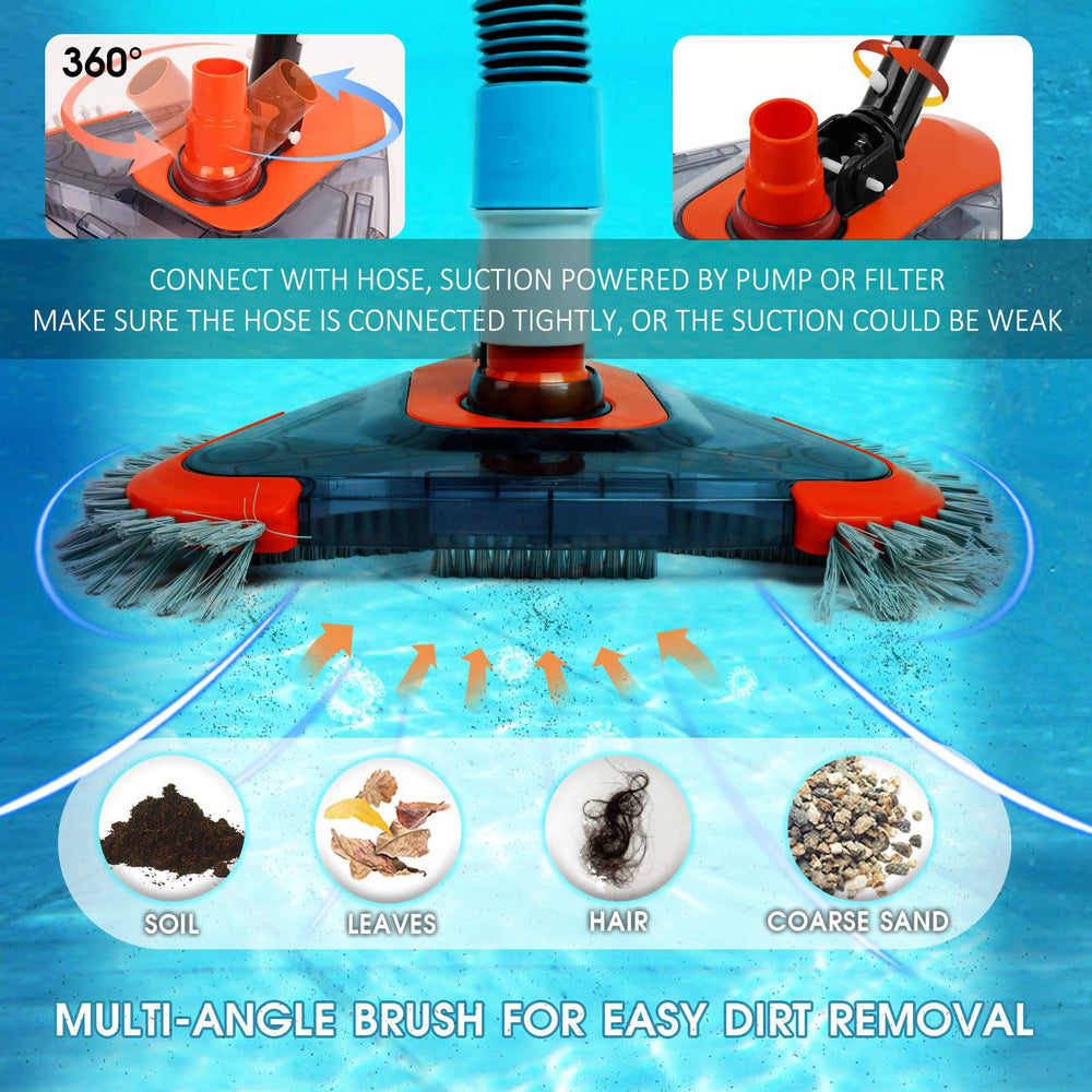 TidyMister Pool Vacuum Head with attached hose adapter