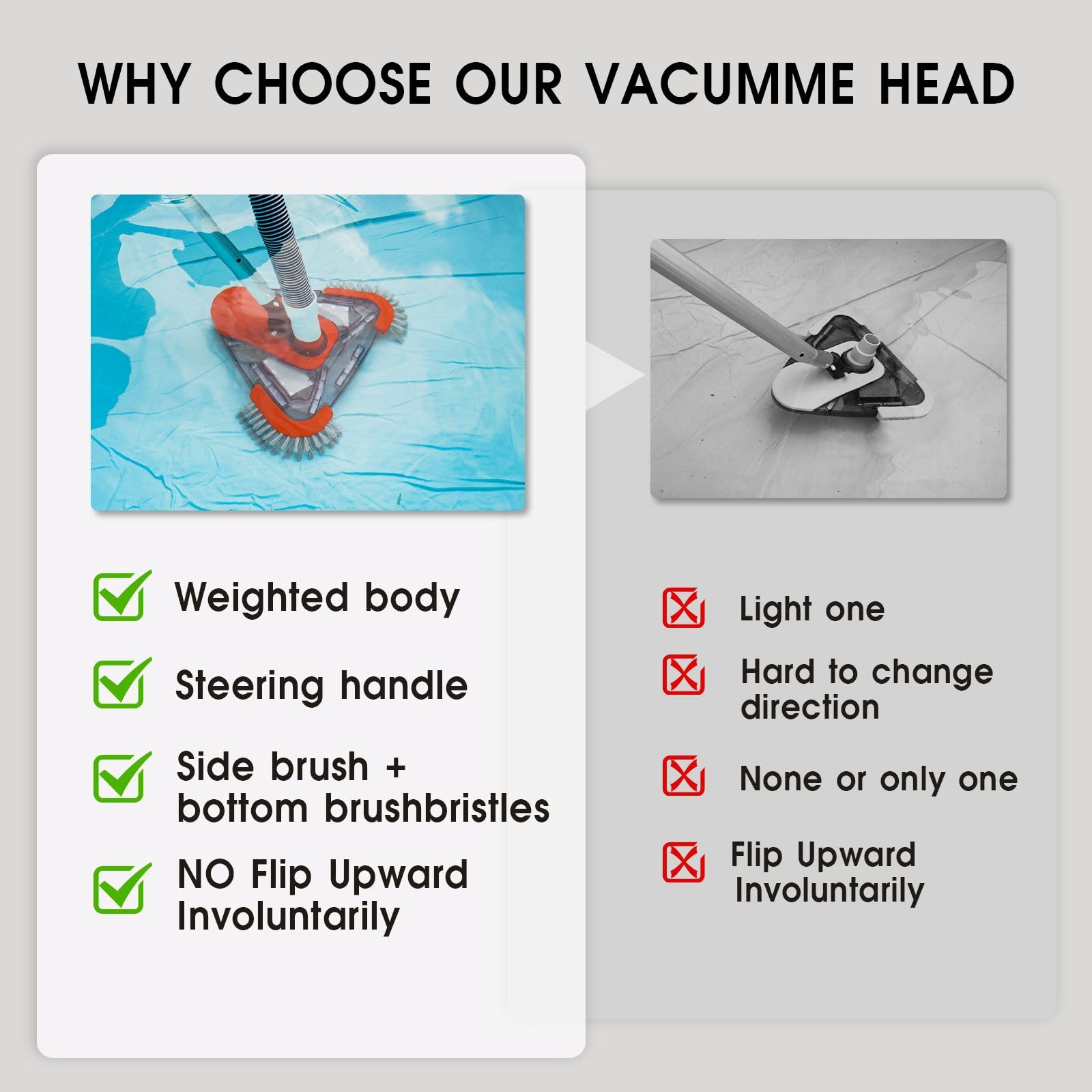 TidyMister Pool Vacuum Head with EZ Clip connection detail