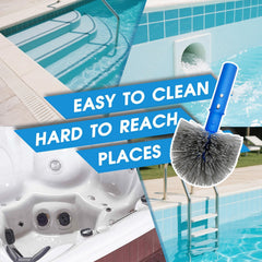 TidyMister Small Pool Brush being used in a pool corner