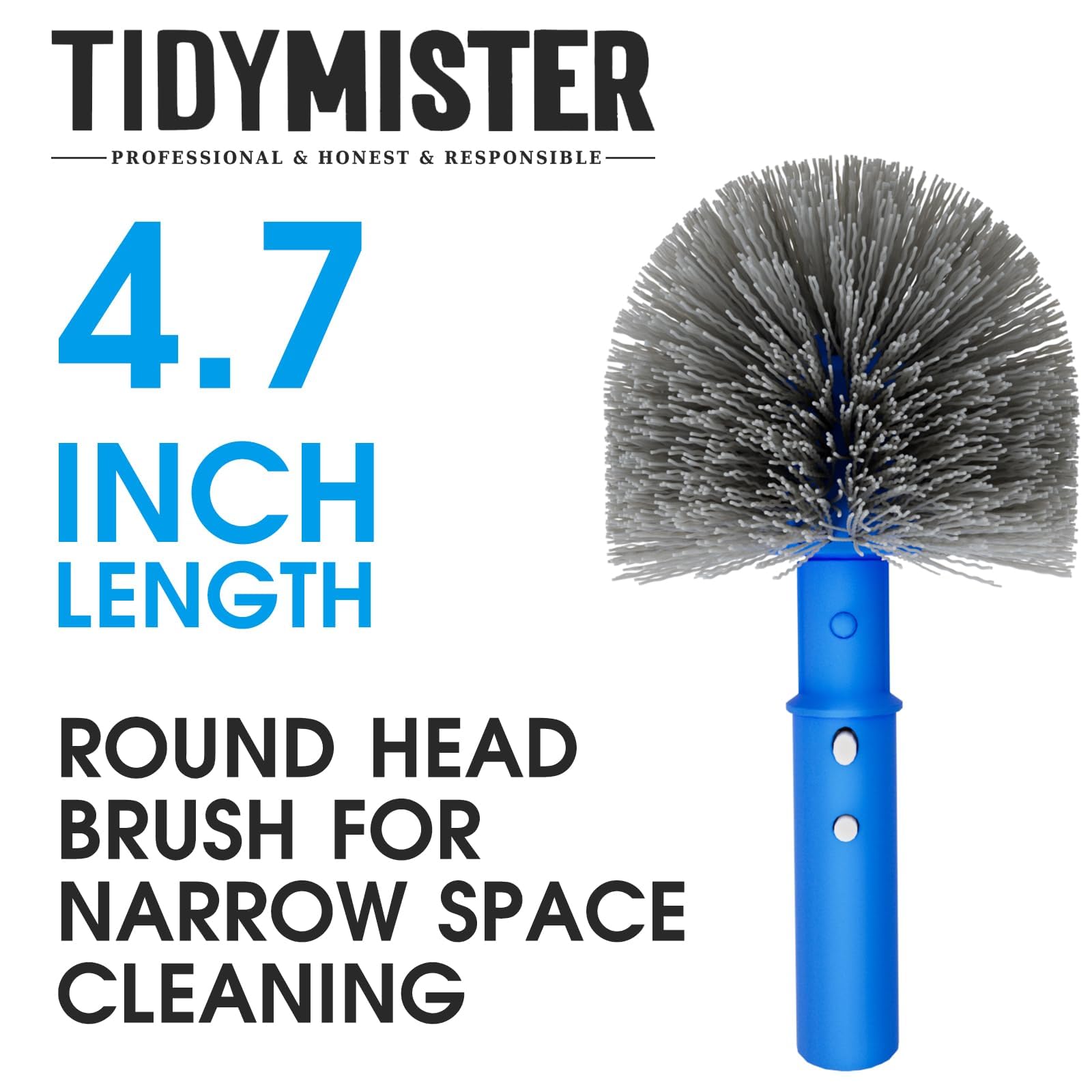 TidyMister Small Pool Brush side view showing round design