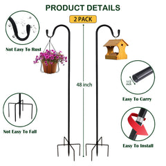 TIEBOLA shepherd hooks 2 pack, black metal construction