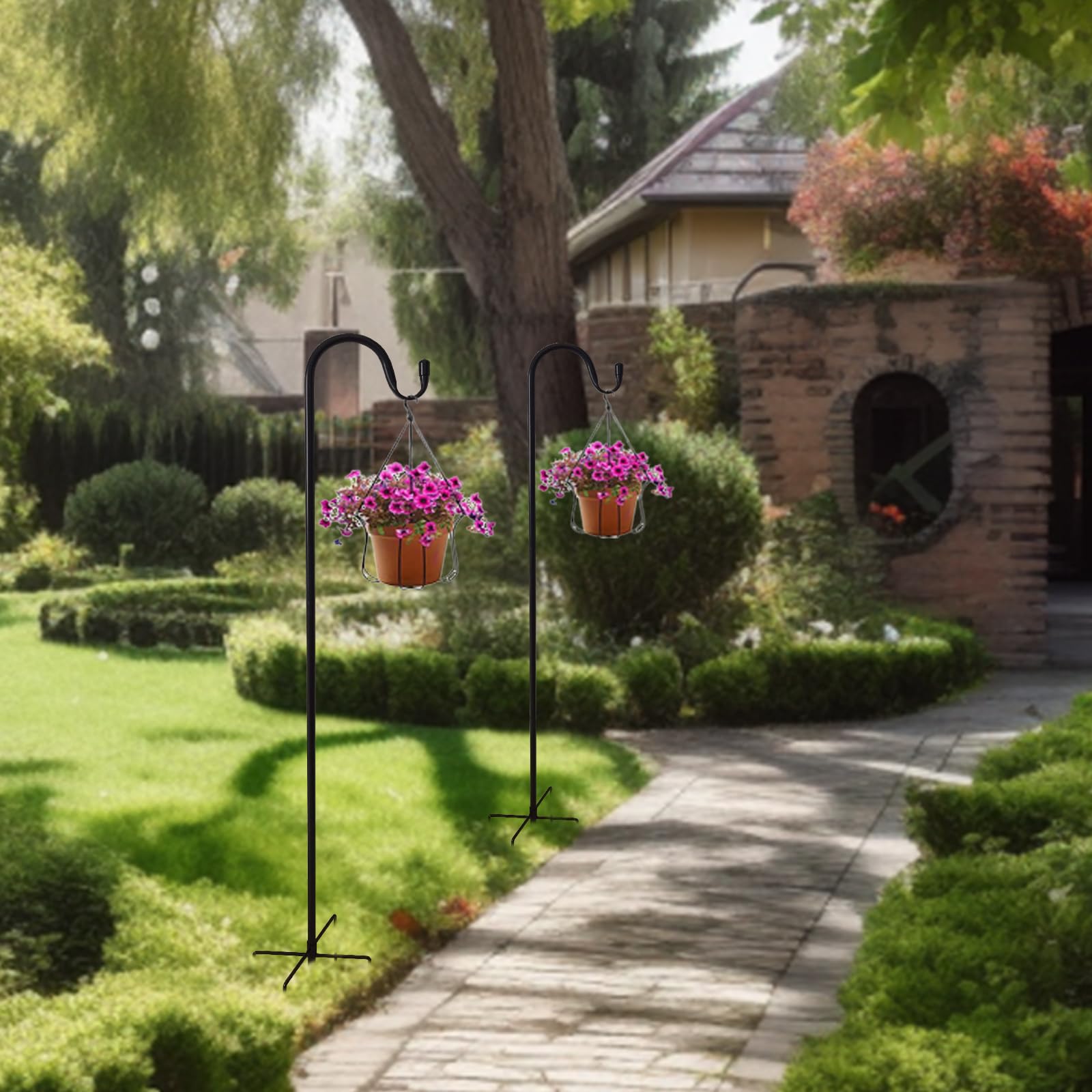 TIEBOLA shepherd hooks displayed in an outdoor setting