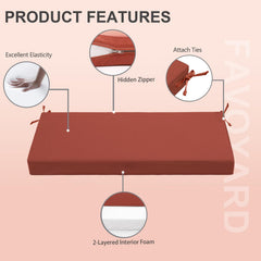 Ties on Favoyard Outdoor Bench Cushion for secure attachment