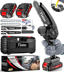 Tietoc Mini Chainsaw 6 Inch cordless black model front view