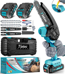 Tietoc Mini Chainsaw 6 Inch cordless blue model front view