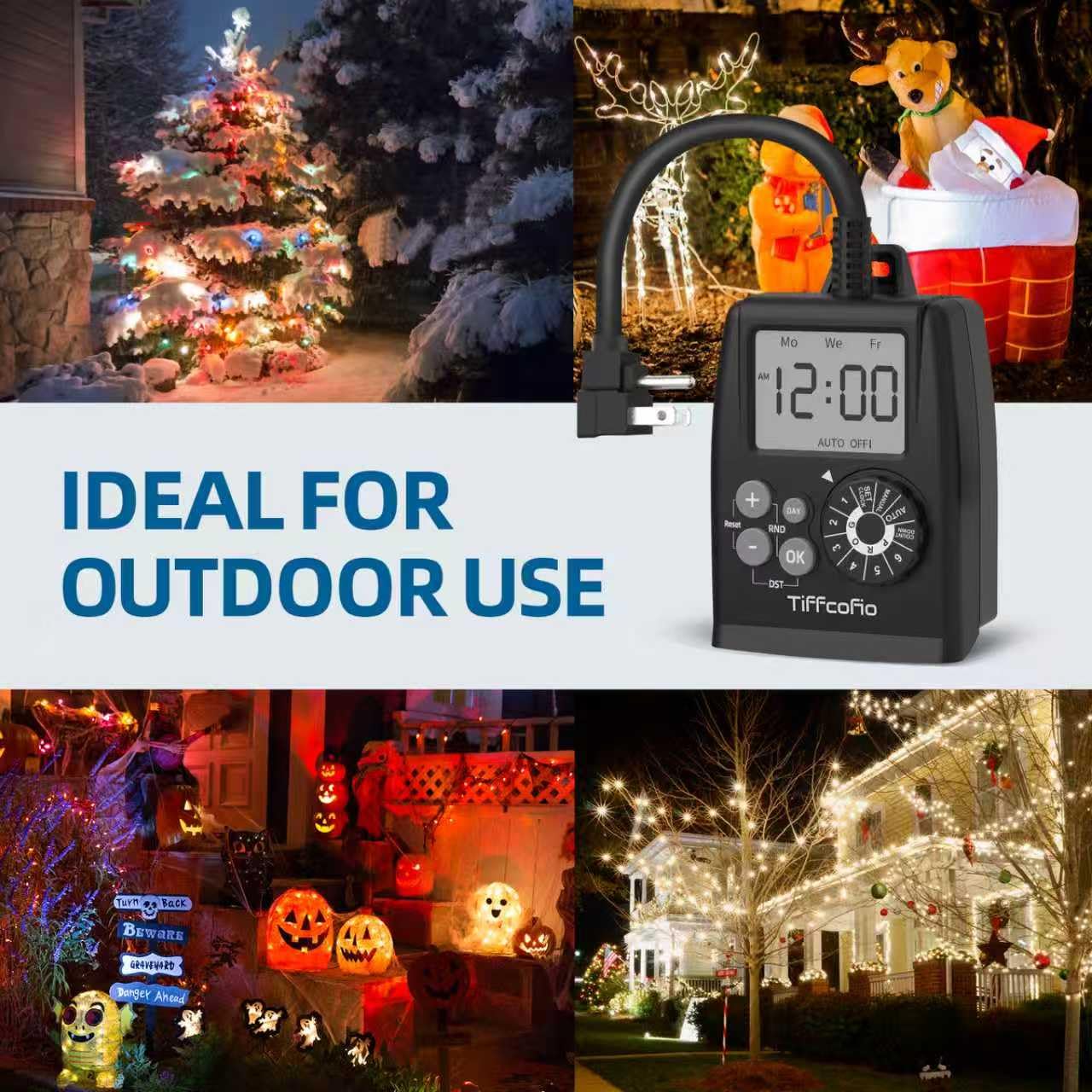 Tiffcofio Digital Outdoor Timer Outlet packaging front view