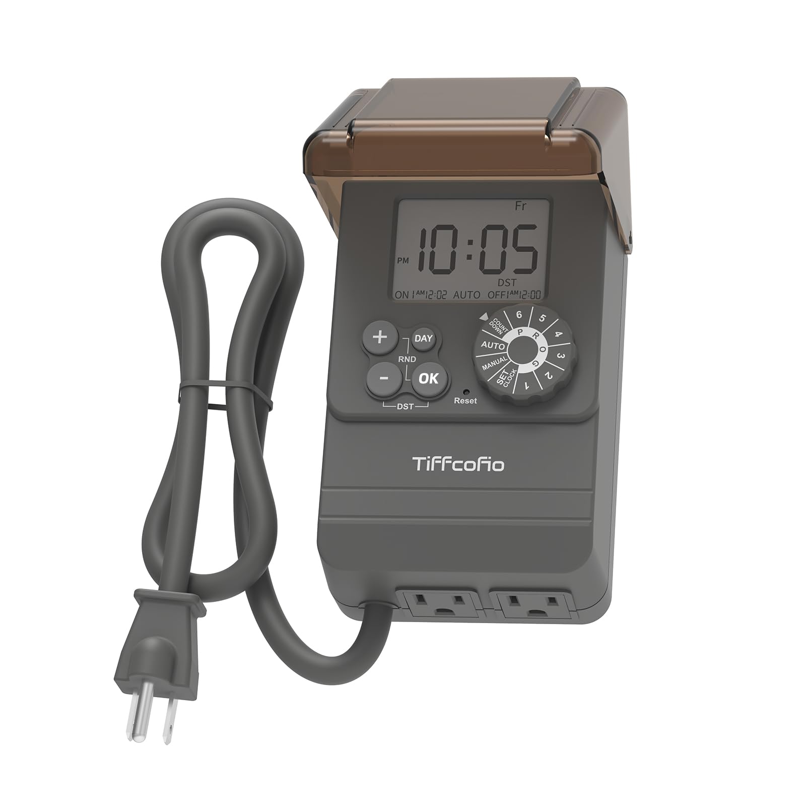 Tiffcofio Outdoor Digital Pool Timer front view with larger display