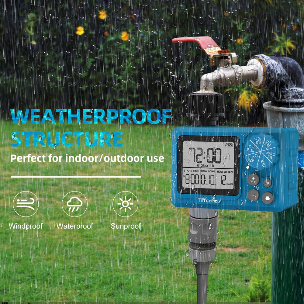 Tiffcofio Sprinkler Timer dimensions on packaging
