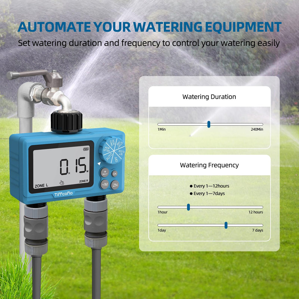 Tiffcofio Sprinkler Timer Outdoor installed in garden setup