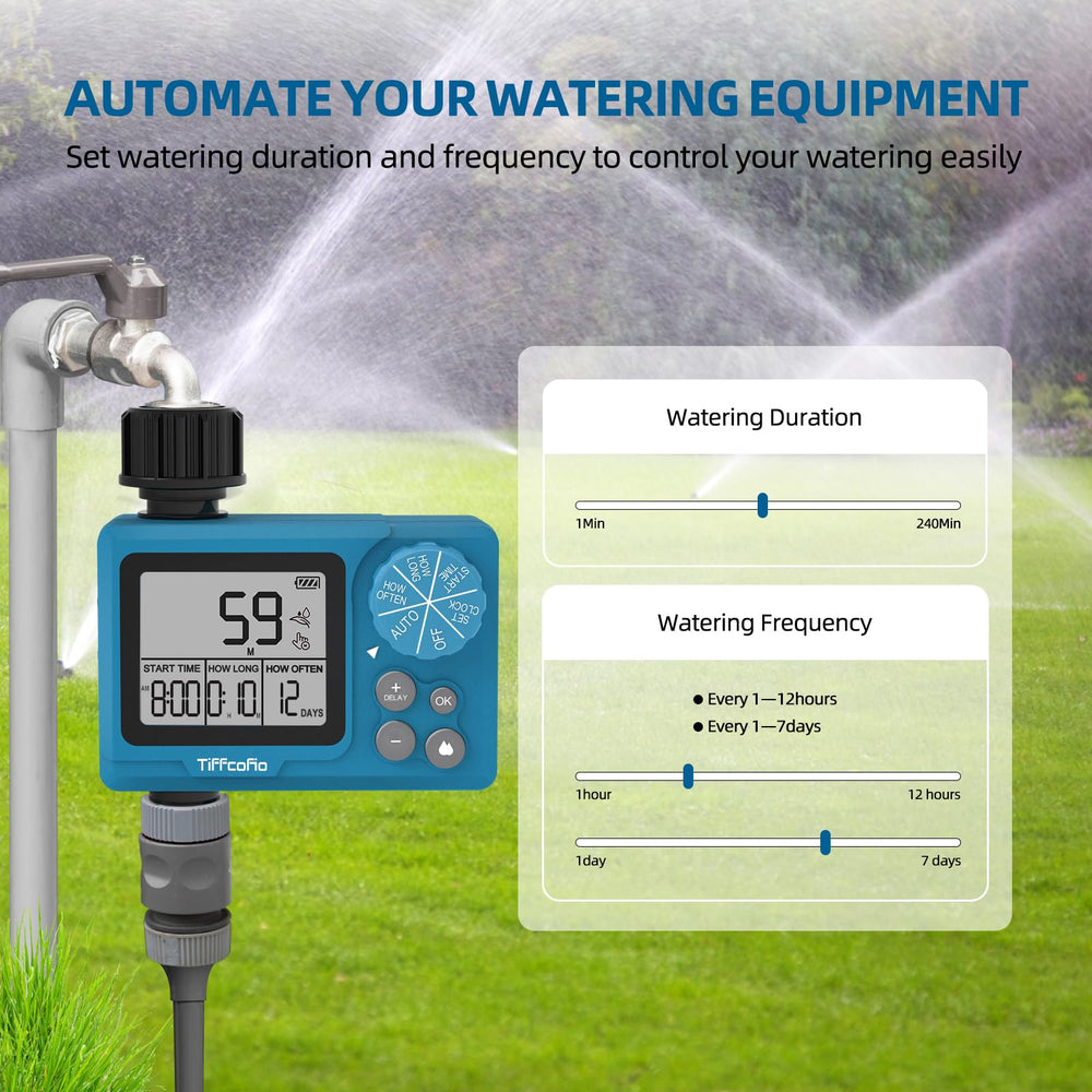 Tiffcofio Sprinkler Timer with rain delay settings