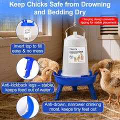 Tiflev Chick Waterer 0.4Gal blue model side view