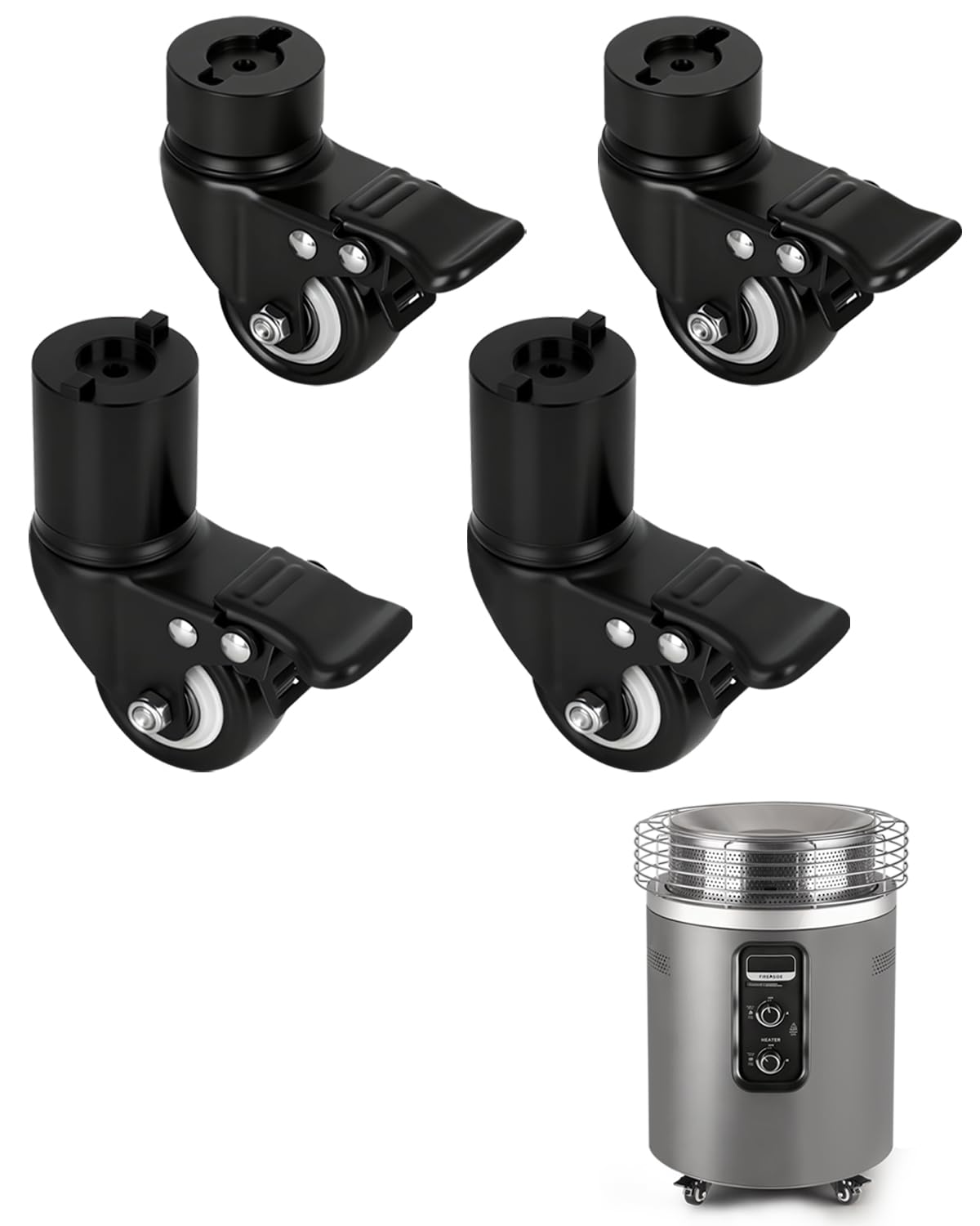 Tiga Wheel Kit for Ninja Fireside360 Outdoor Heater, black swivel casters