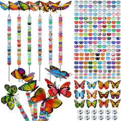 Tigeen 236 Pcs Garden Stake DIY Butterfly Wand Set with colorful beads