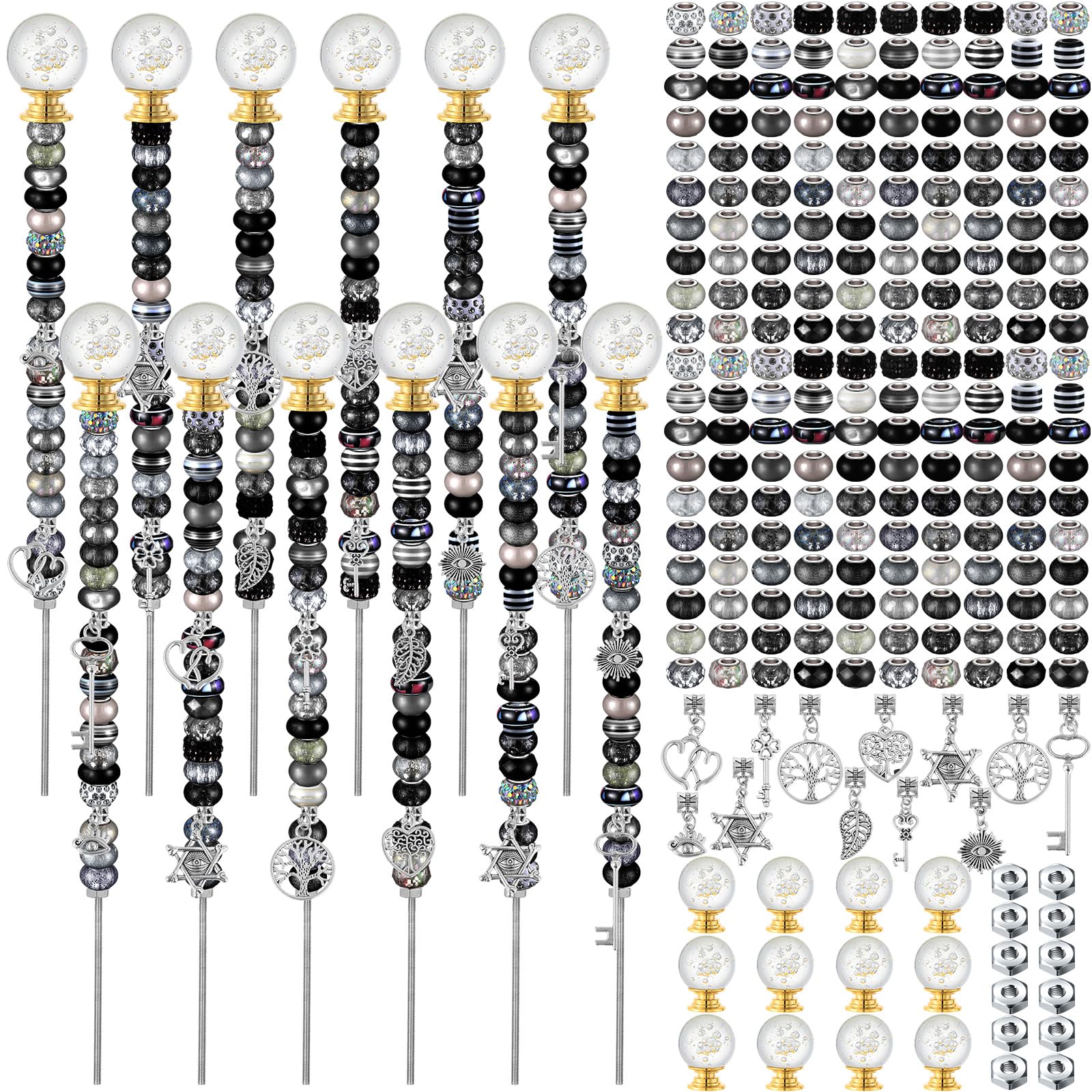 Tigeen 236 Pcs Garden Stake DIY Fairy Wand components including rods and beads