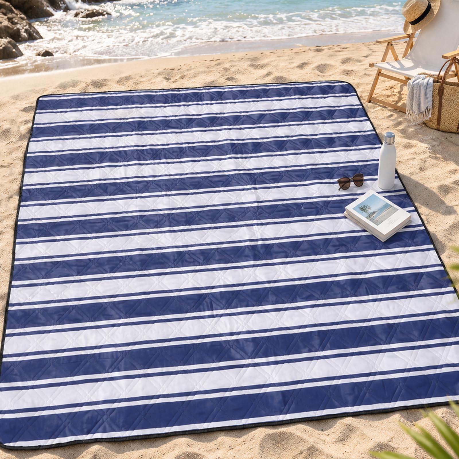 TigeJoy Beach Blanket folded with adjustable strap