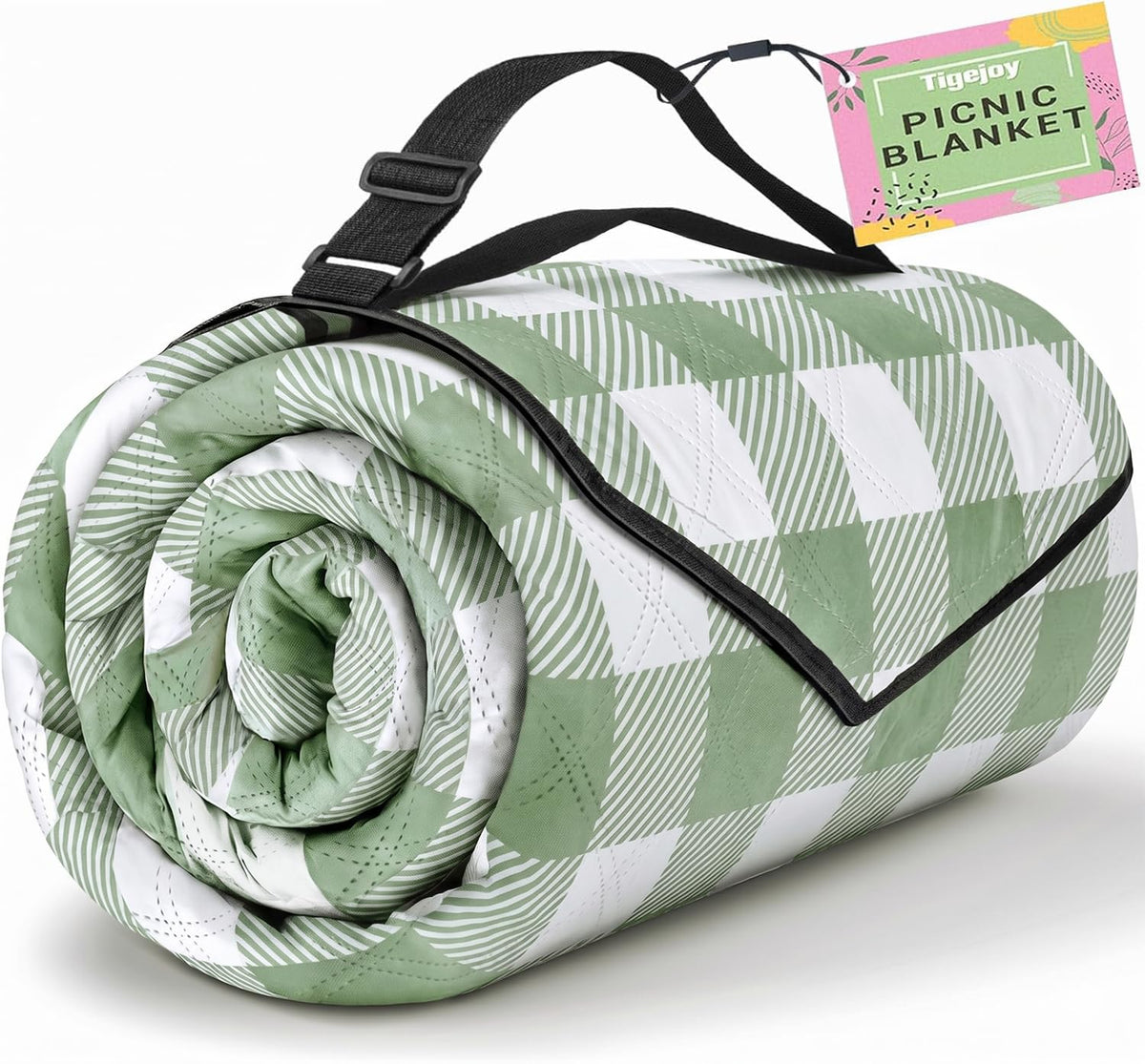 TigeJoy Extra Large Picnic Blanket green colour front view