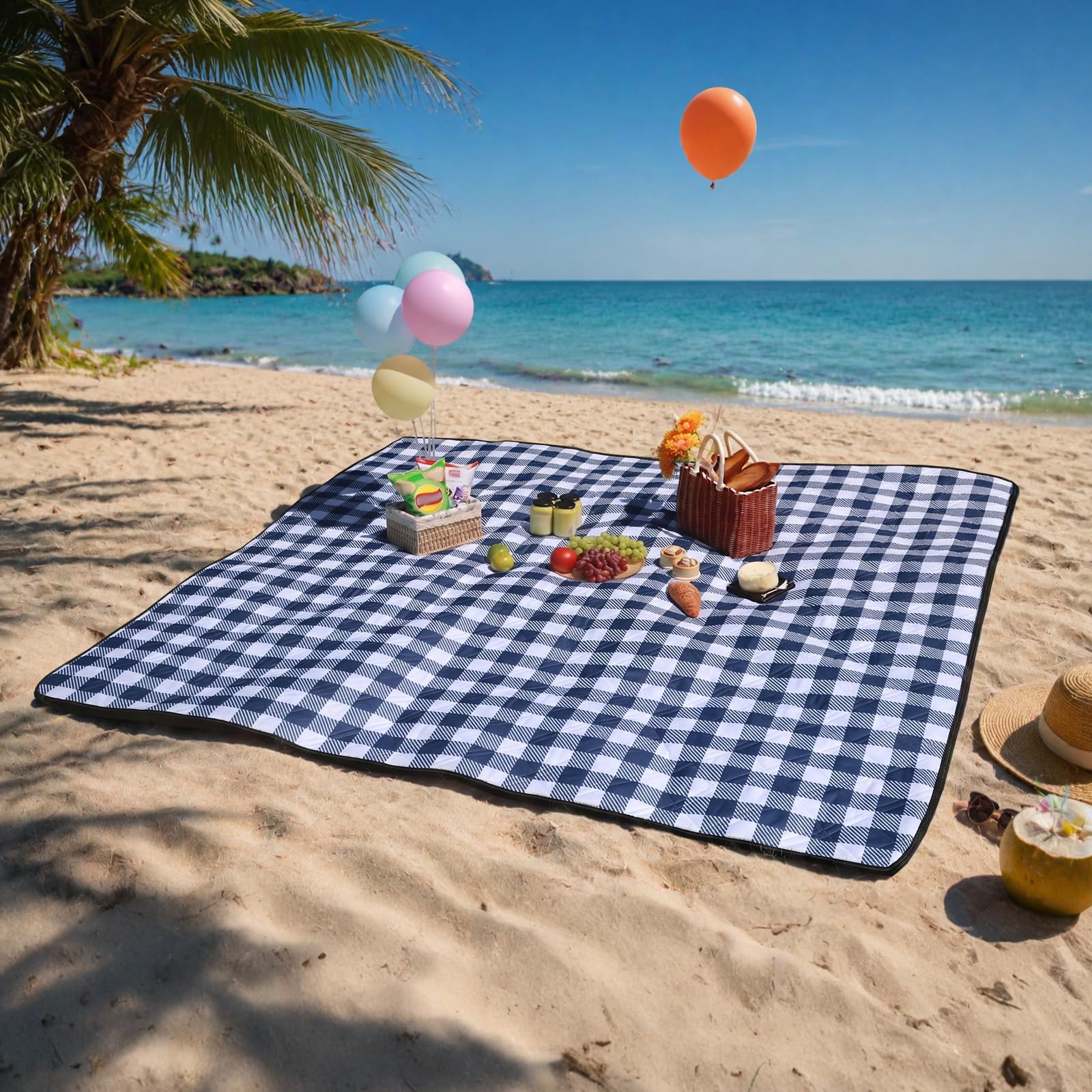 TigeJoy Extra Large Picnic Blanket with kids playing on it