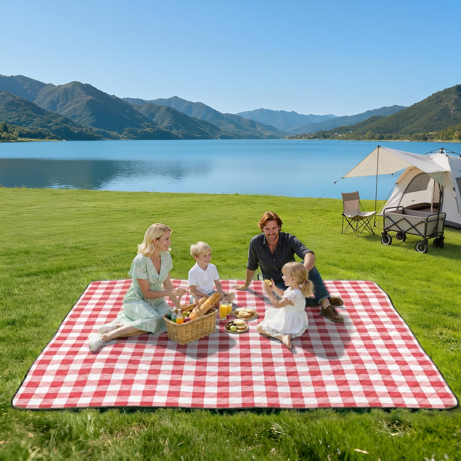 TigeJoy picnic blanket folded with Velcro strap