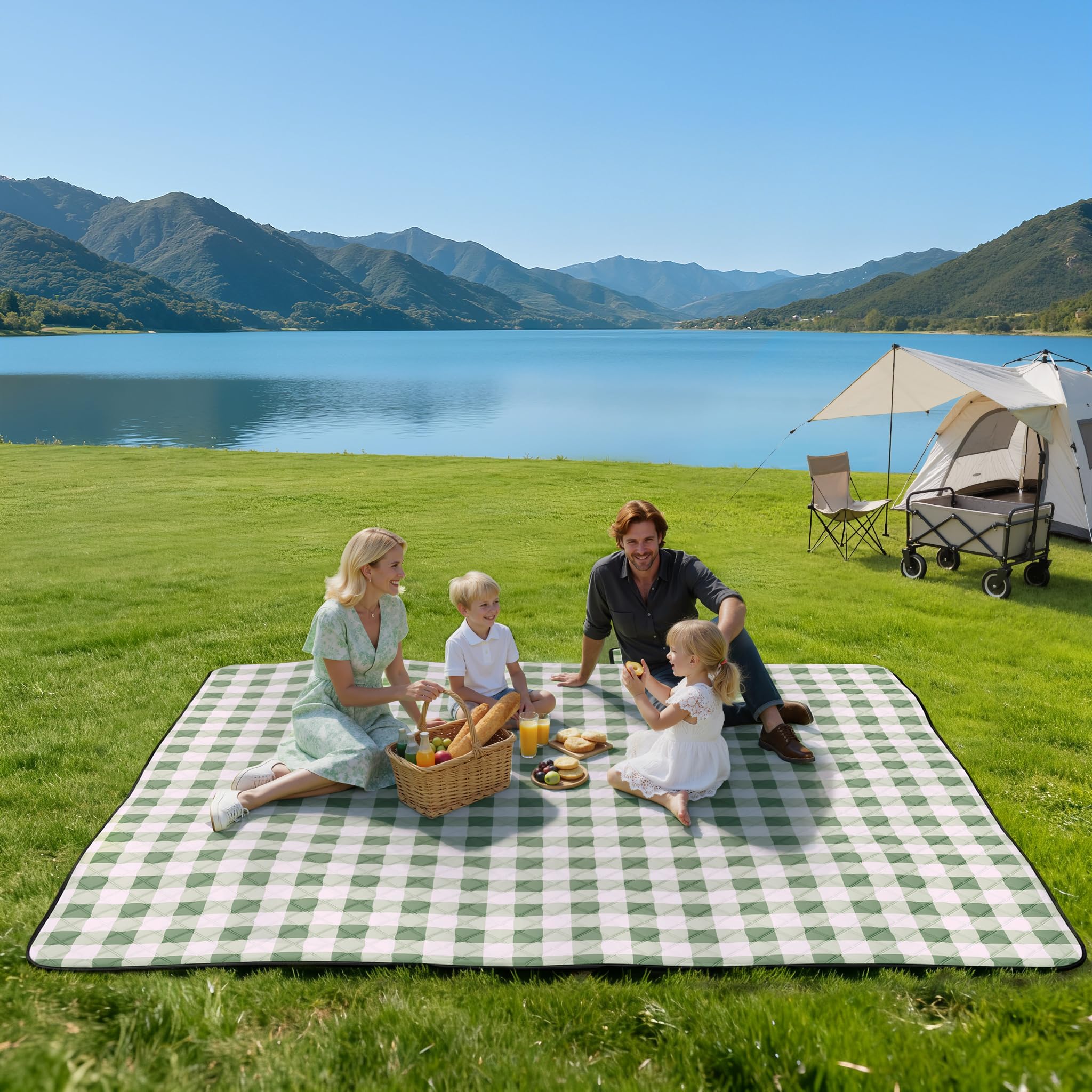 TigeJoy picnic blanket folded with Velcro strap