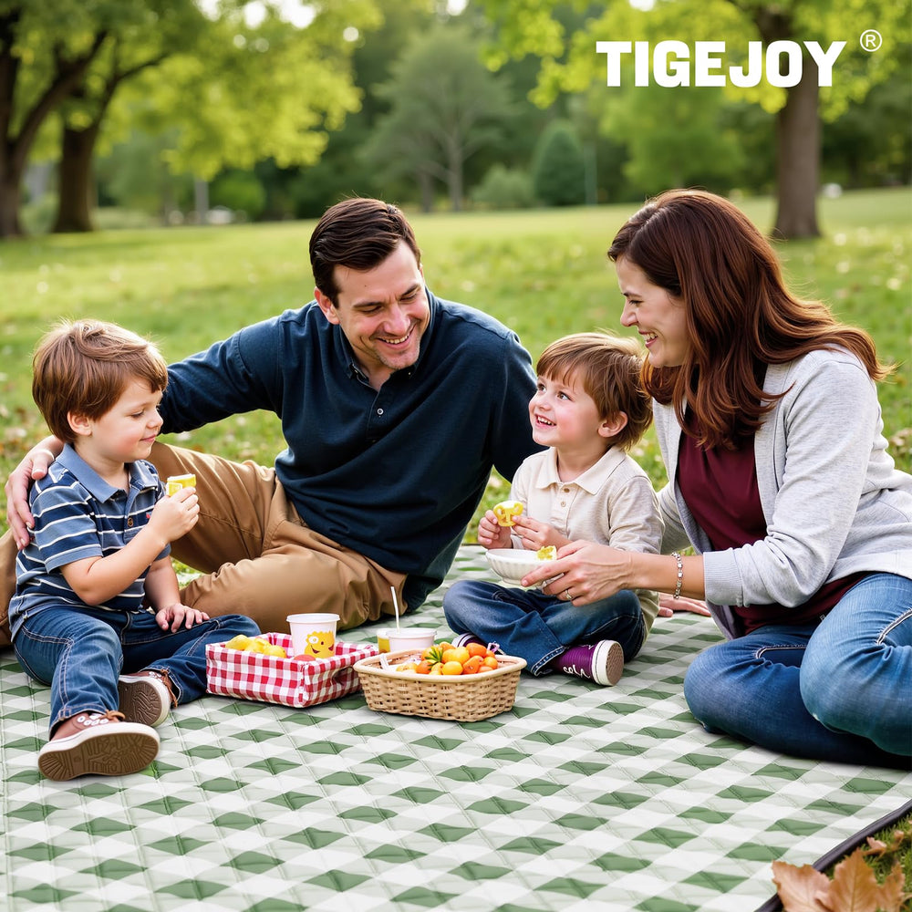 TigeJoy picnic blanket packed in a car