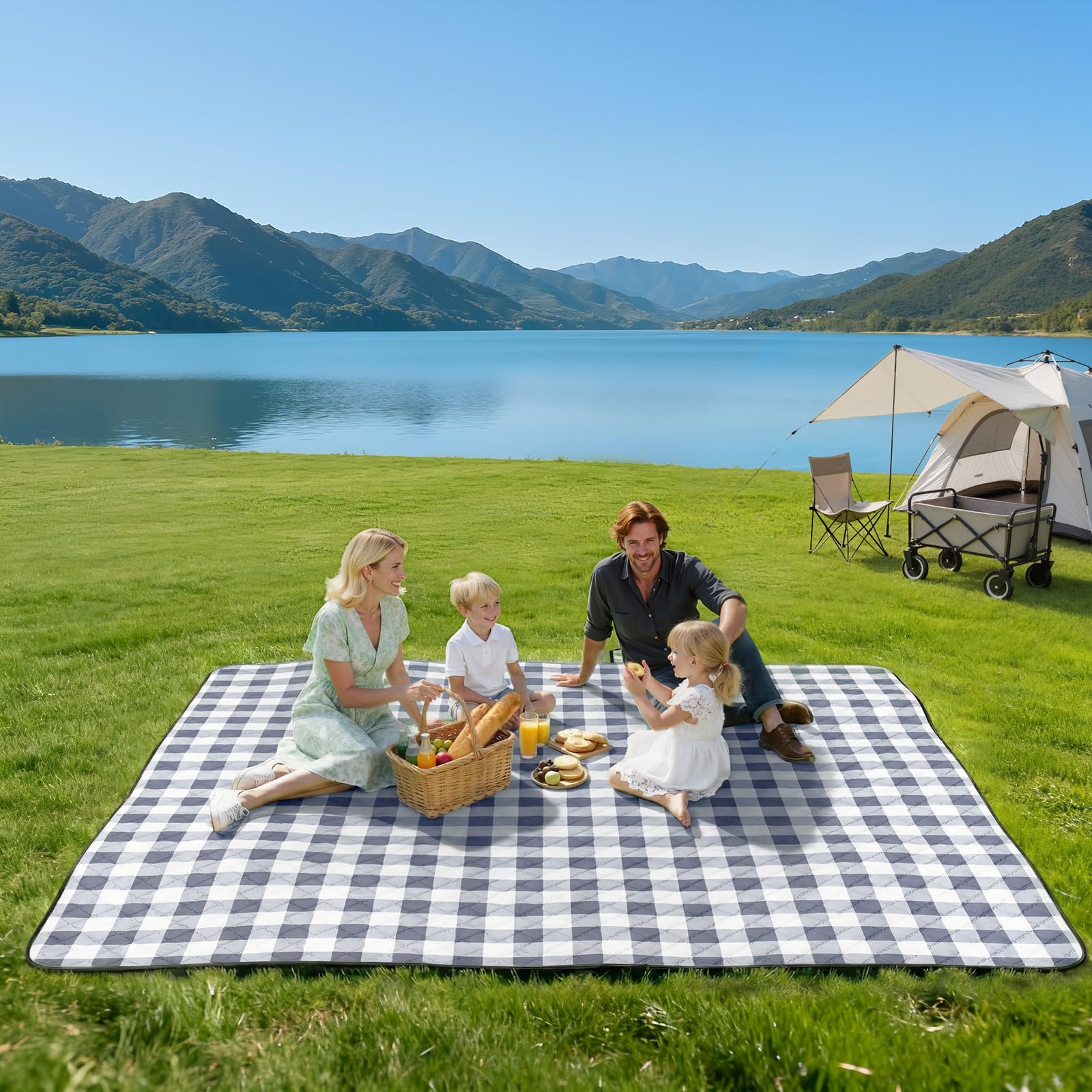 TigeJoy picnic blanket spread out on grass