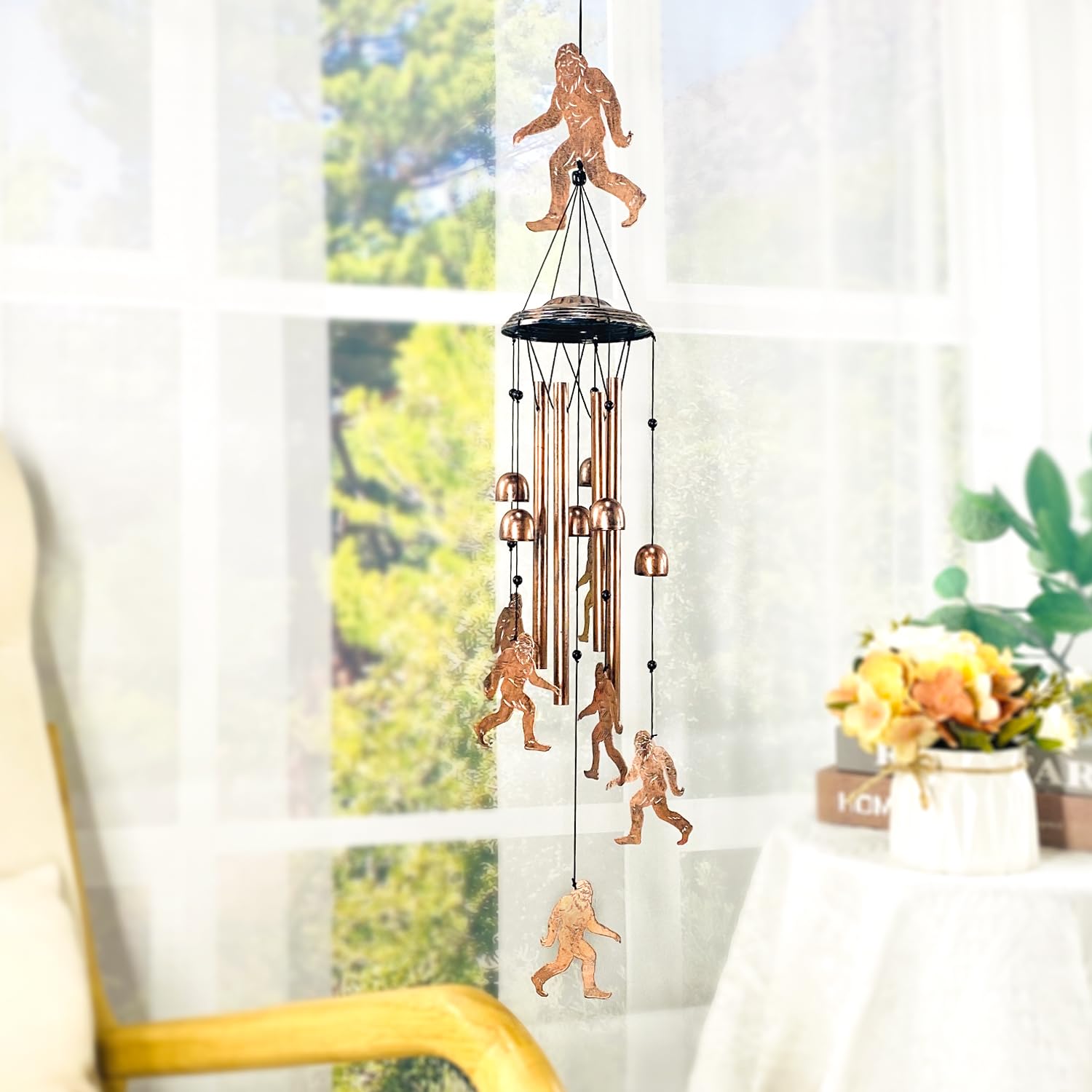 TIGGSY Bigfoot Wind Chime displayed indoors in a living room