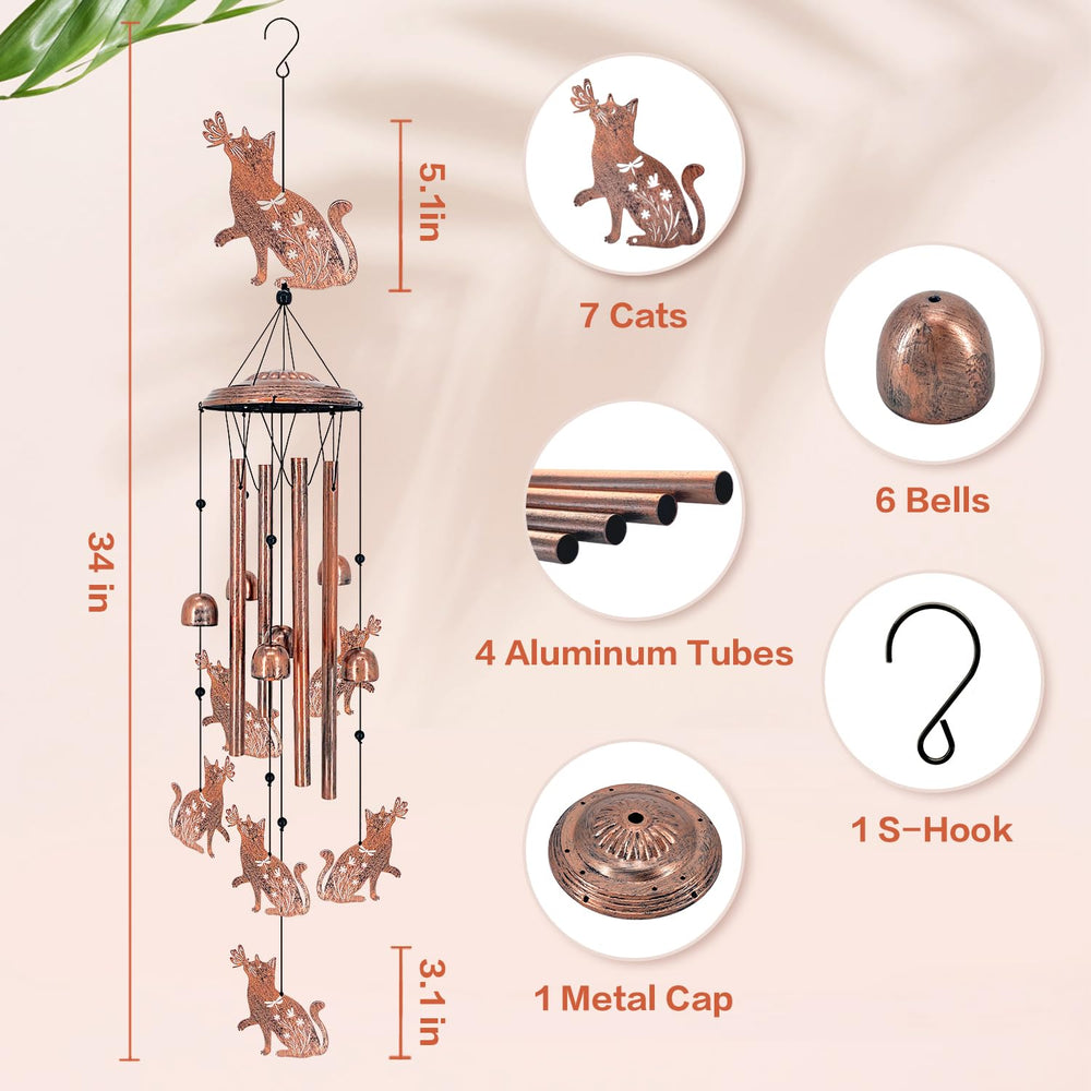 TIGGSY Cat Wind Chime complete view outdoors