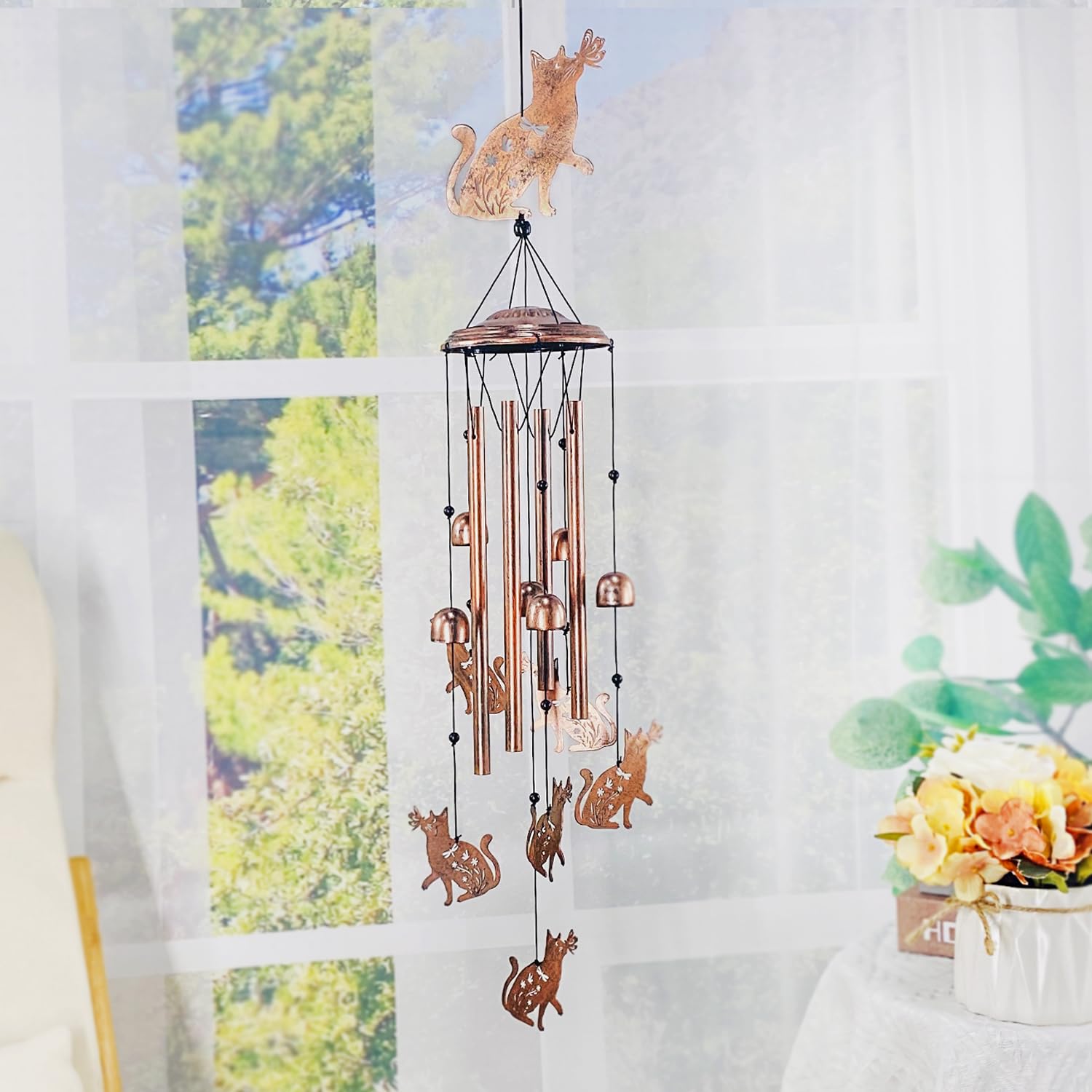 TIGGSY Cat Wind Chime detail of aluminum tubes