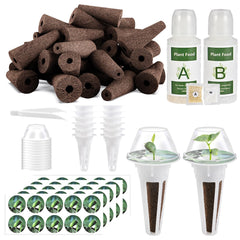 Tigvio 126 Piece Hydroponic Pods Kit contents laid out with grow sponges and baskets