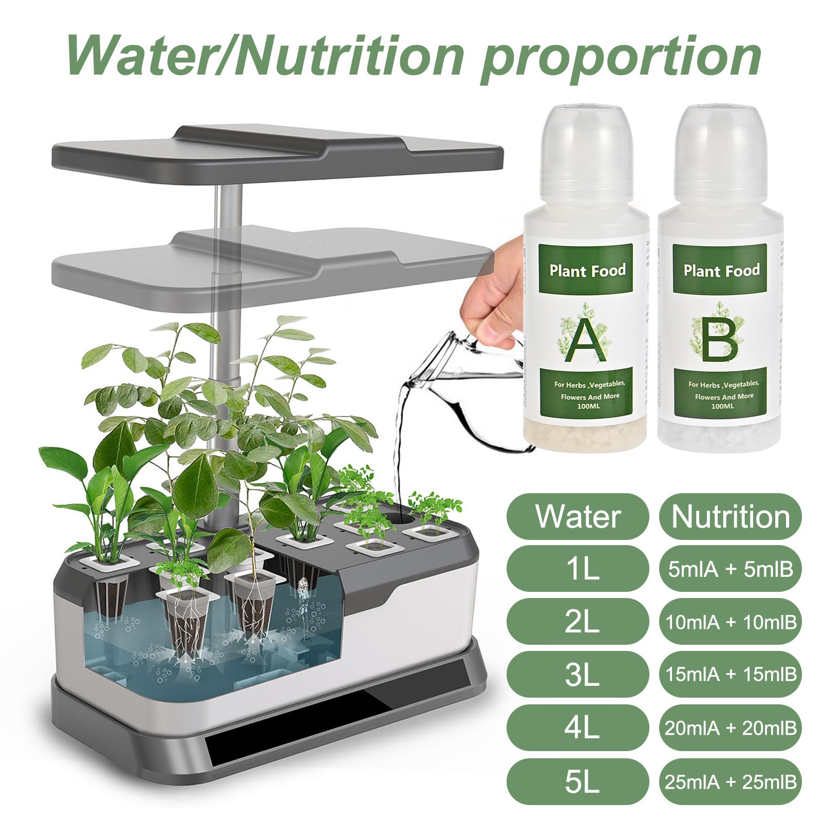 Tigvio Hydroponic Nutrients A&B in a garden setting