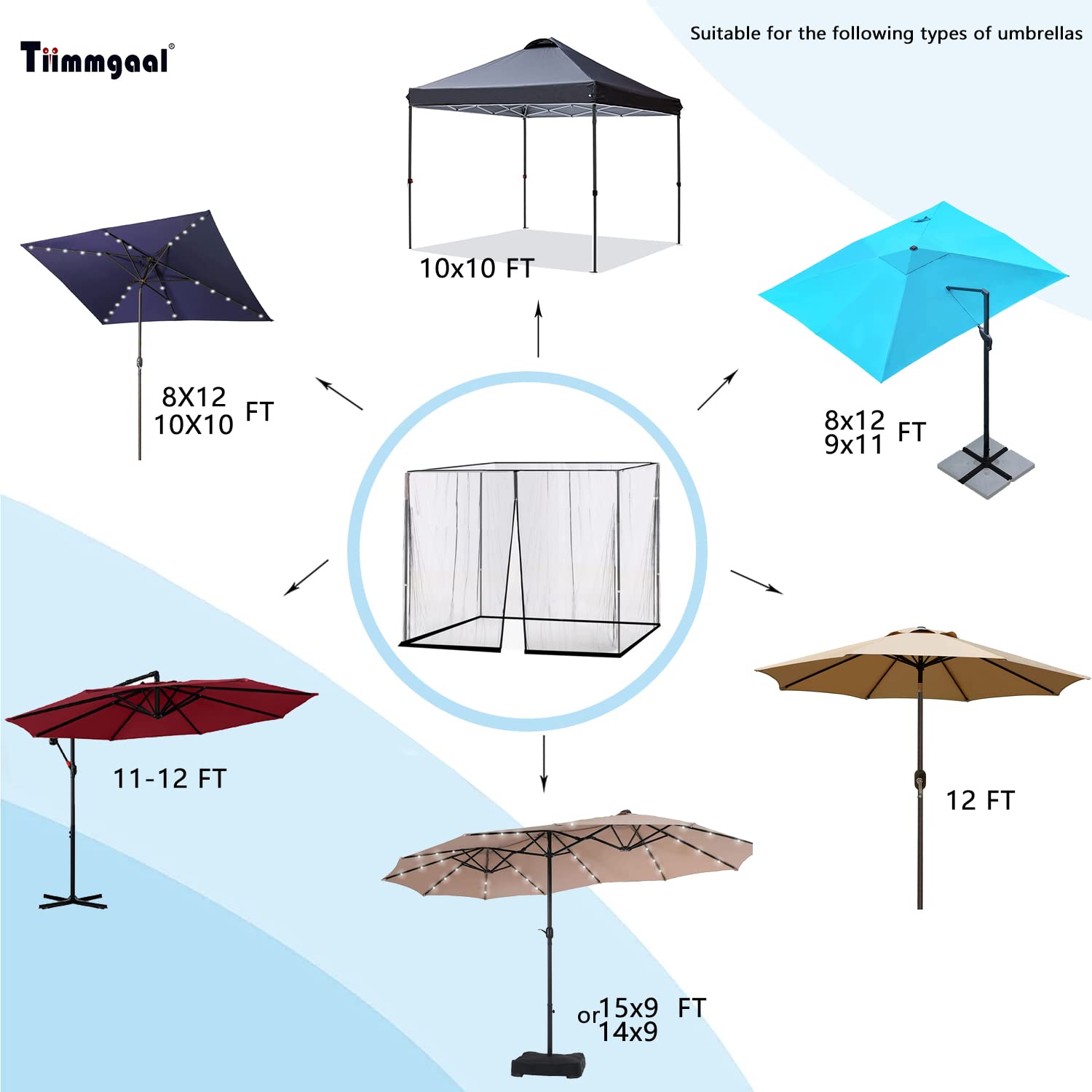 Tiimmgaal mosquito netting installed on a patio umbrella