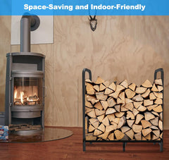 Tikimilor Firewood Rack Holder side view showing stability