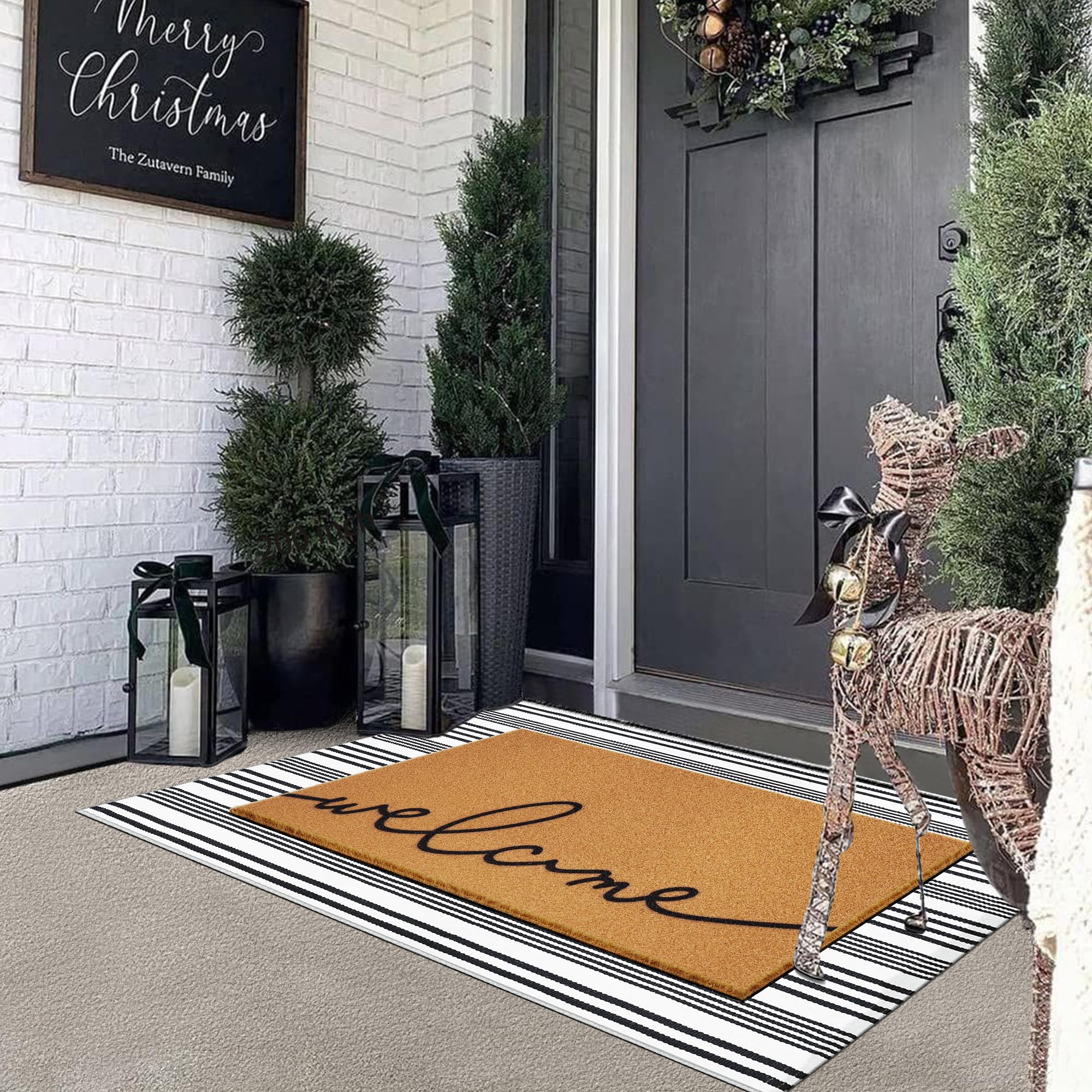 TIKIRUGI doormat set showcasing non-slip backing