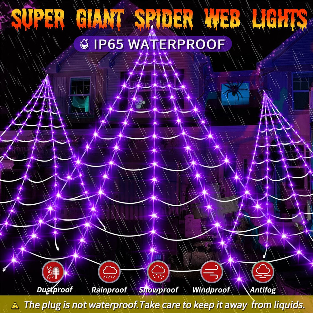Timer function display for Halloween spider web lights