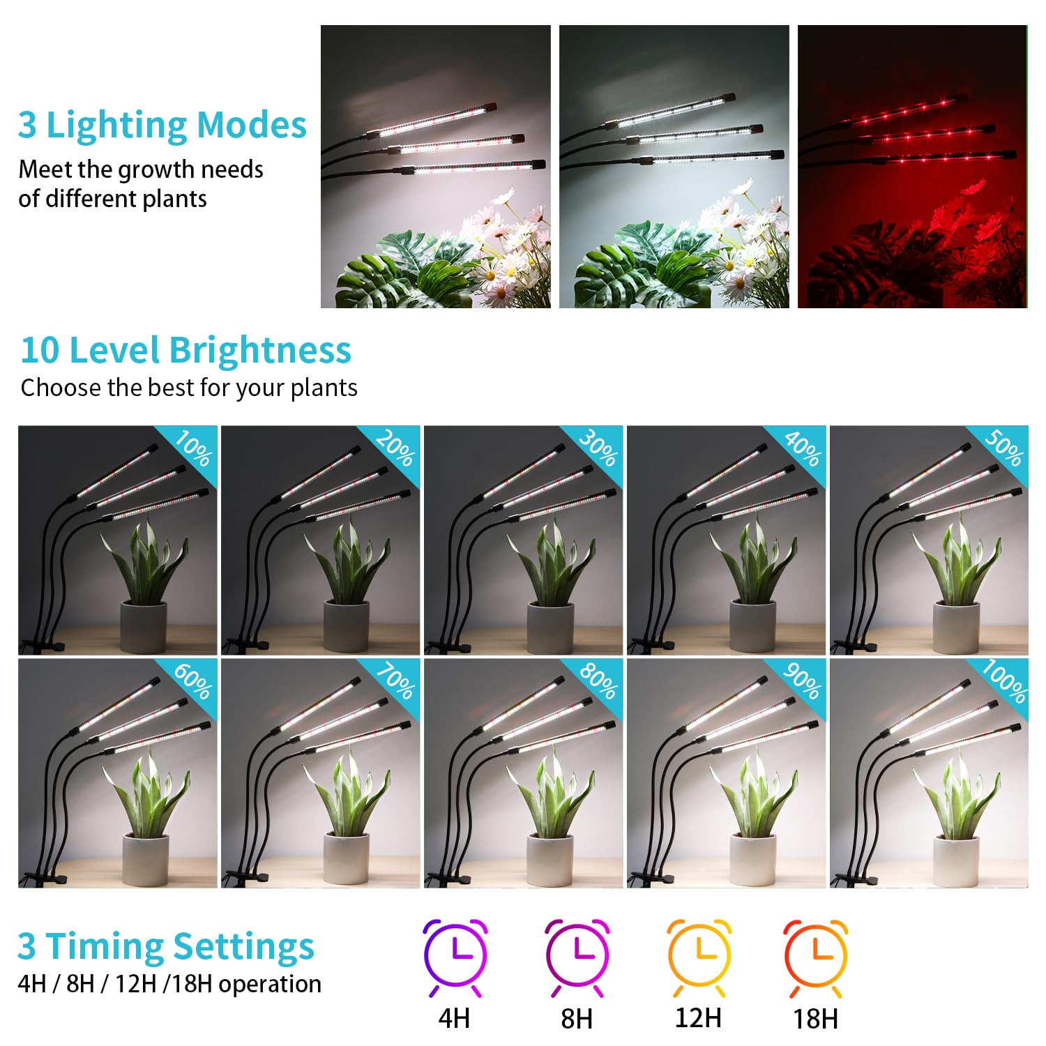 Timer settings on Hywyimlait Black Grow Light