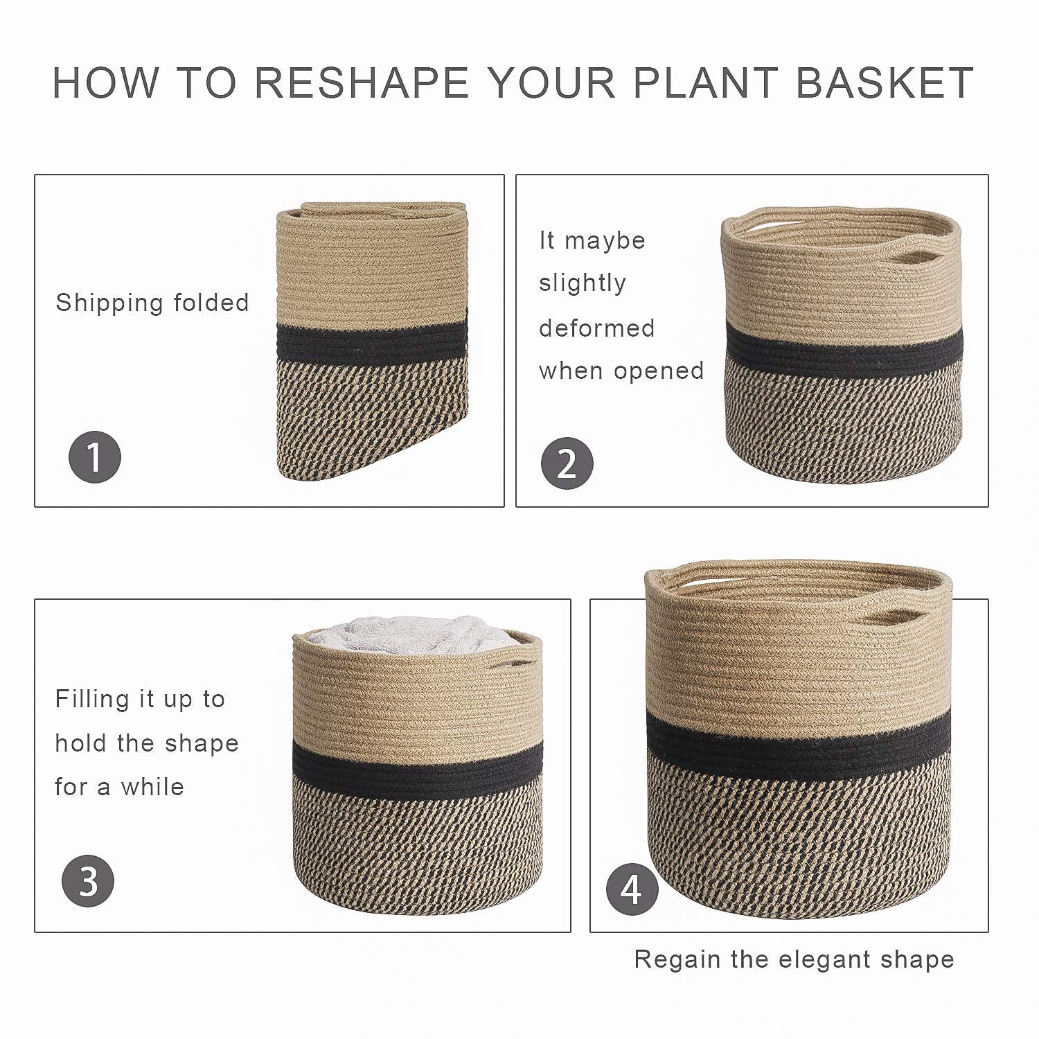 TIMEYARD Jute Rope Plant Basket with potted snake plant