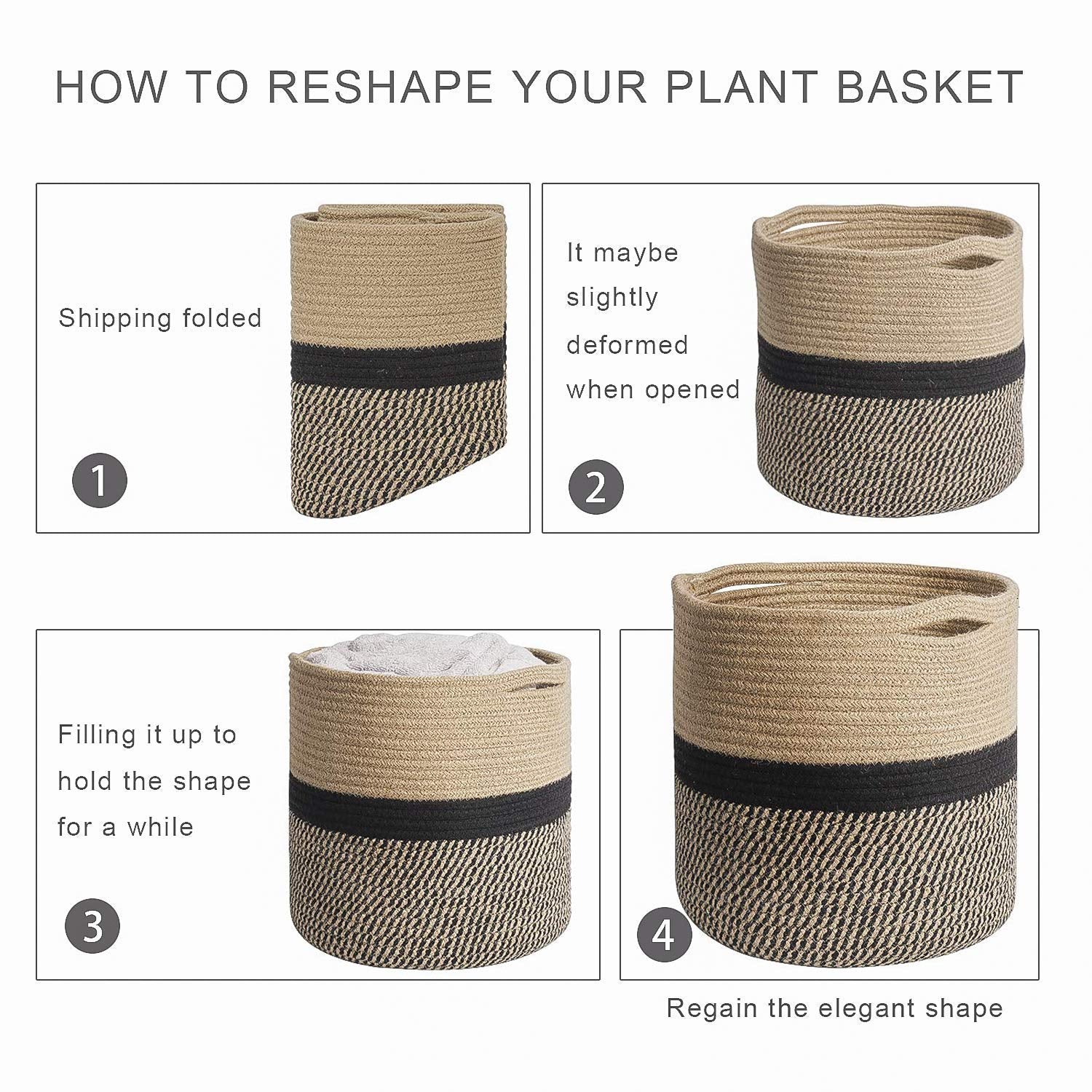 TIMEYARD Large Jute Plant Basket filled with indoor plants