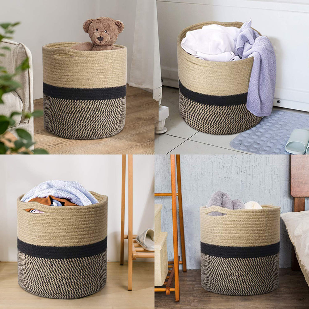 TIMEYARD Large Jute Plant Basket folded for storage