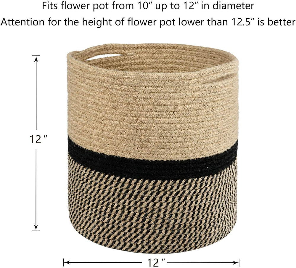 TIMEYARD Large Jute Plant Basket in a modern home setting