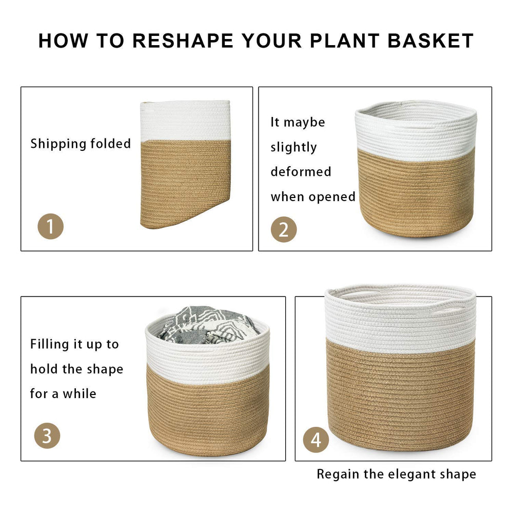 TIMEYARD Large Plant Basket showing unique handmade details