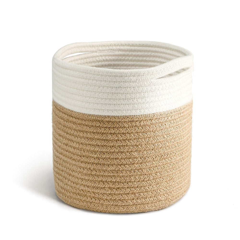 TIMEYARD Rope Plant Basket showing bottom view and stitching details
