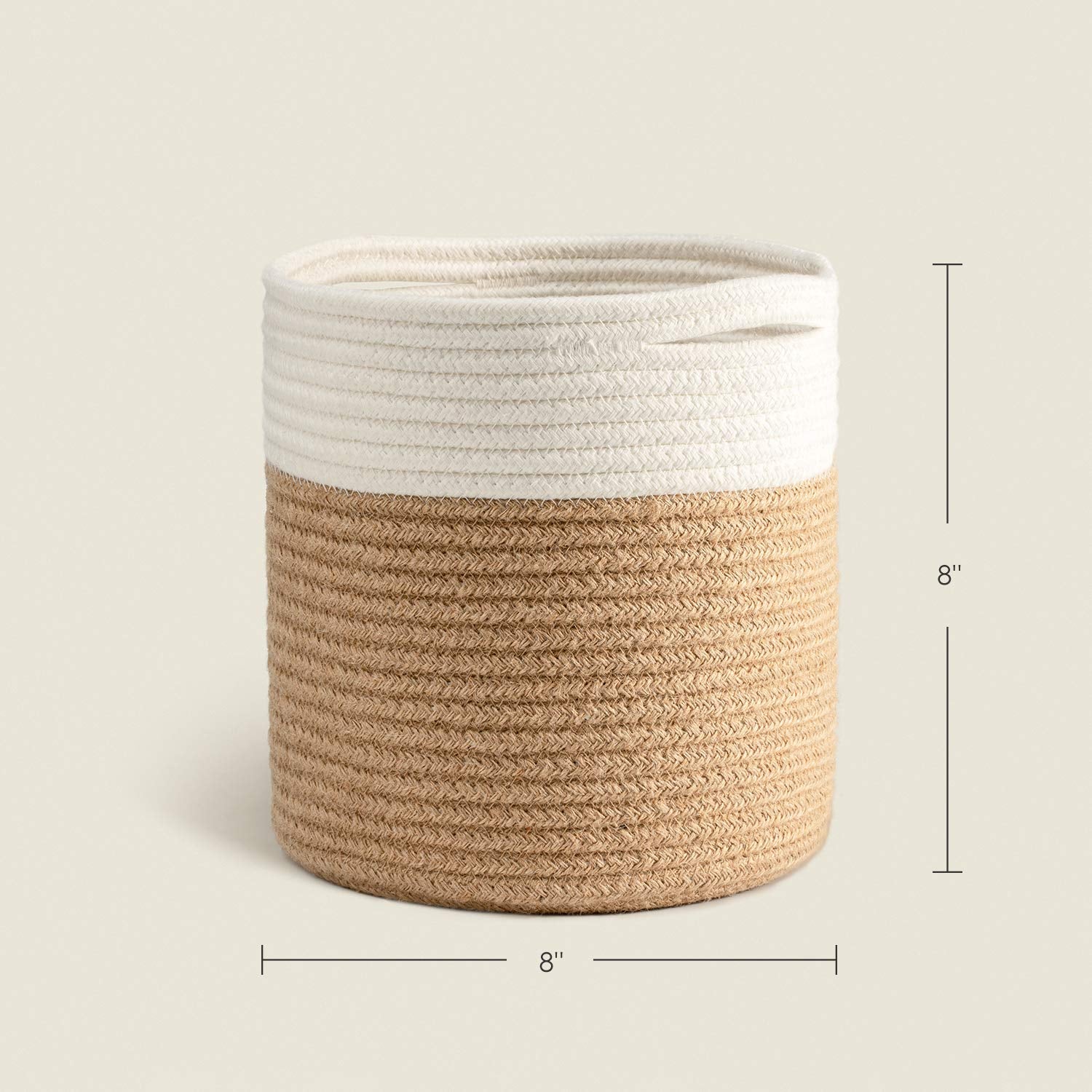 TIMEYARD Rope Plant Basket side view showing sturdy handles