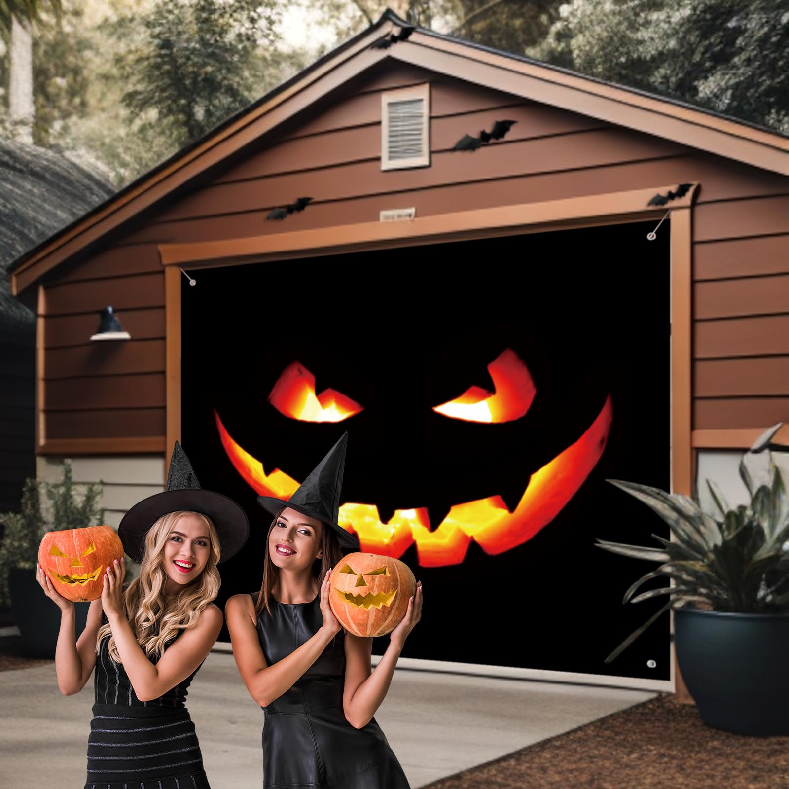Tingjoo Halloween backdrop displayed in an outdoor gathering setting